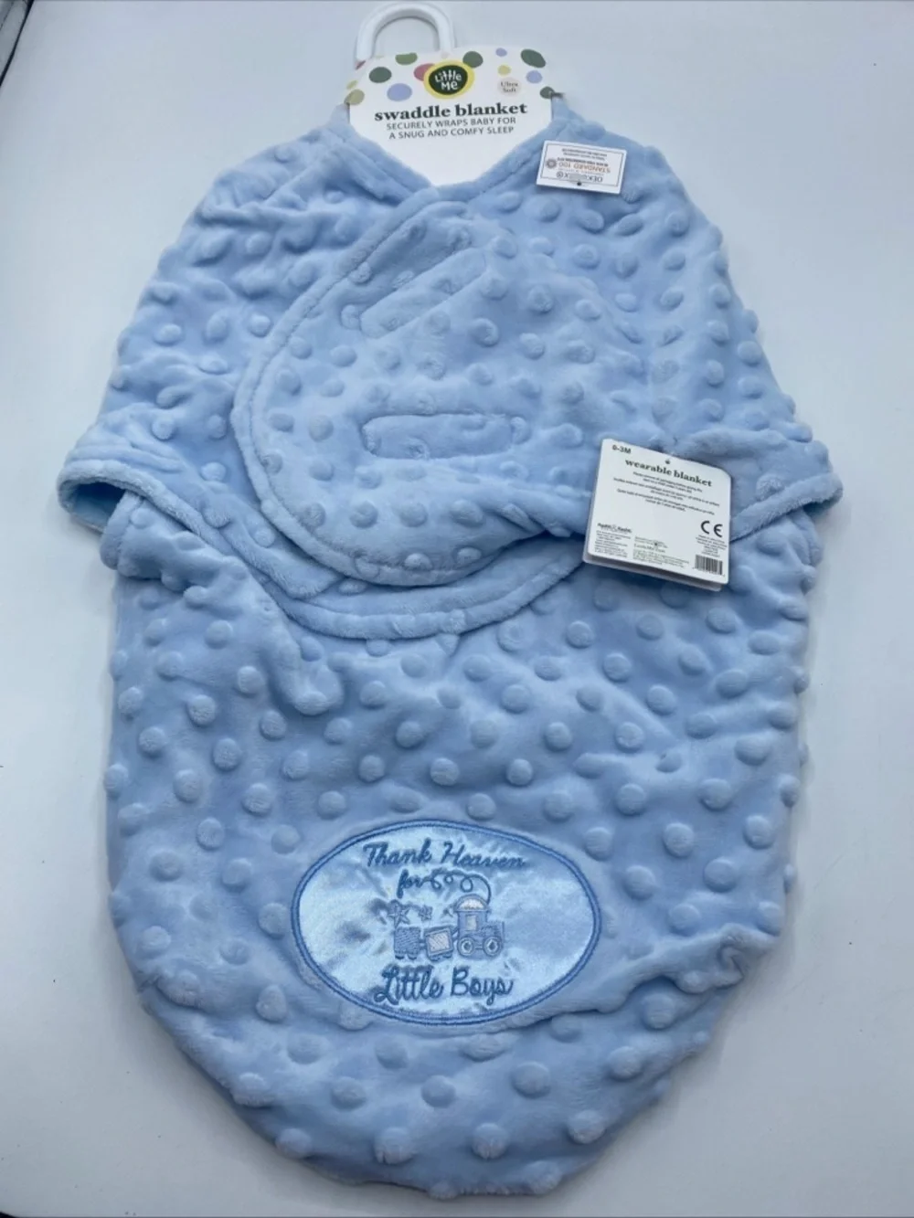 Little Me Snuggle Blanket /Wrap Thank Heaven for Little Boys Blue Comfy Sleep